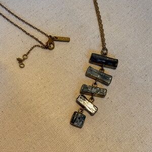 ROOST Long Gold Drop Necklace with Labradorite Stones